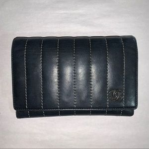 CHANEL chanel quilted kidskin flap front WALLET